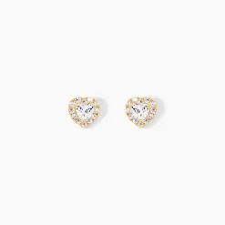 Boucles D'oreilles Puces Or Jaune Festuca Oxydes De Zirconium