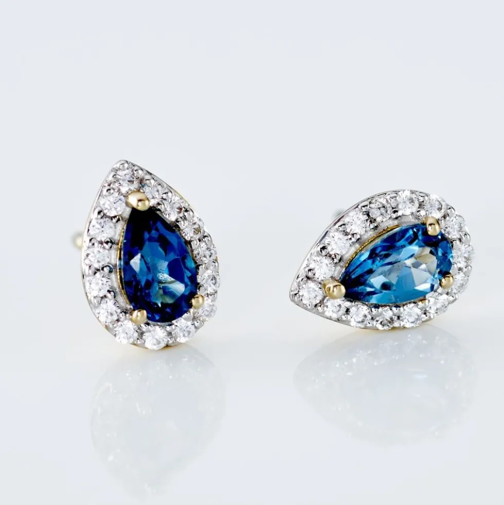 Boucles D'oreilles Puces Or Jaune Leroy Topaze
