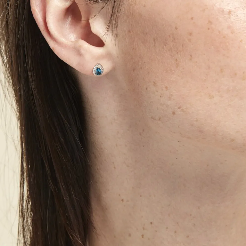 Boucles D'oreilles Puces Or Jaune Leroy Topaze