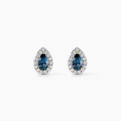 Boucles D'oreilles Puces Or Jaune Leroy Topaze