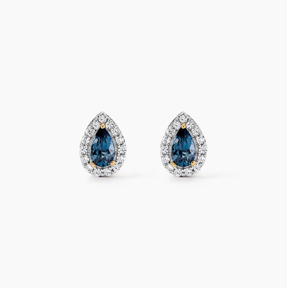 Boucles D'oreilles Puces Or Jaune Leroy Topaze