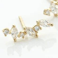 Boucles D'oreilles Puces Or Jaune Fortunella Oxydes De Zirconium
