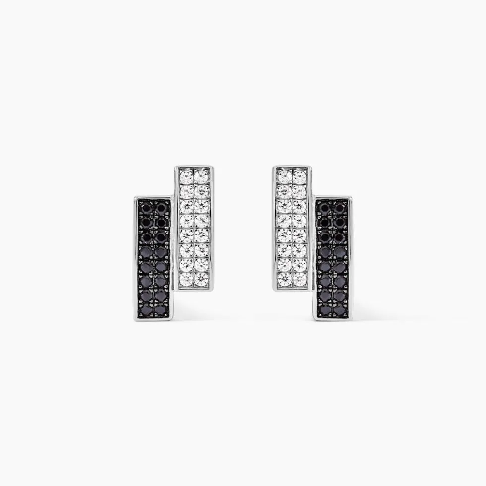 Boucles D'oreilles Puces Ouarida Argent Blanc Oxyde De Zirconium