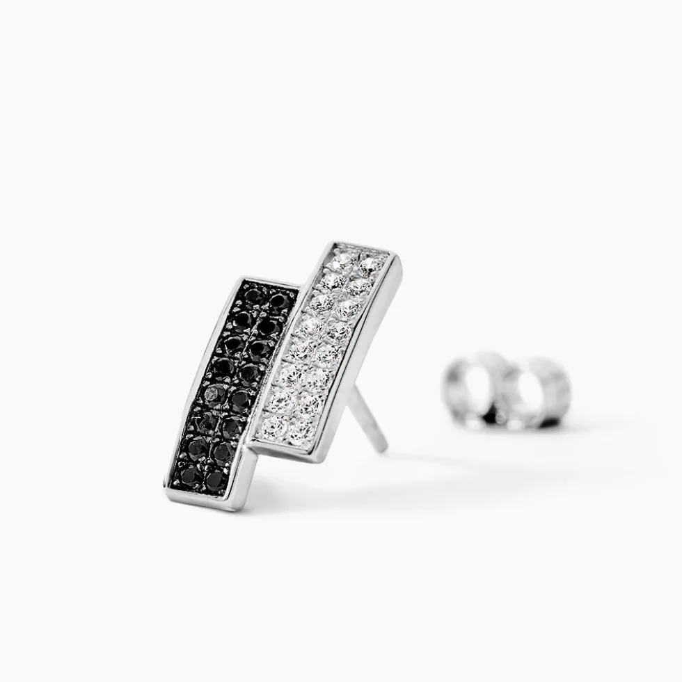 Boucles D'oreilles Puces Ouarida Argent Blanc Oxyde De Zirconium