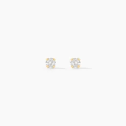 Boucles D'oreilles Puces Pepita Or Jaune Oxyde De Zirconium