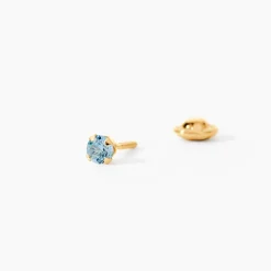 Boucles D'oreilles Puces Pepita Or Jaune Oxyde De Zirconium