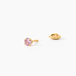 Boucles D'oreilles Puces Pepita Or Jaune Oxyde De Zirconium