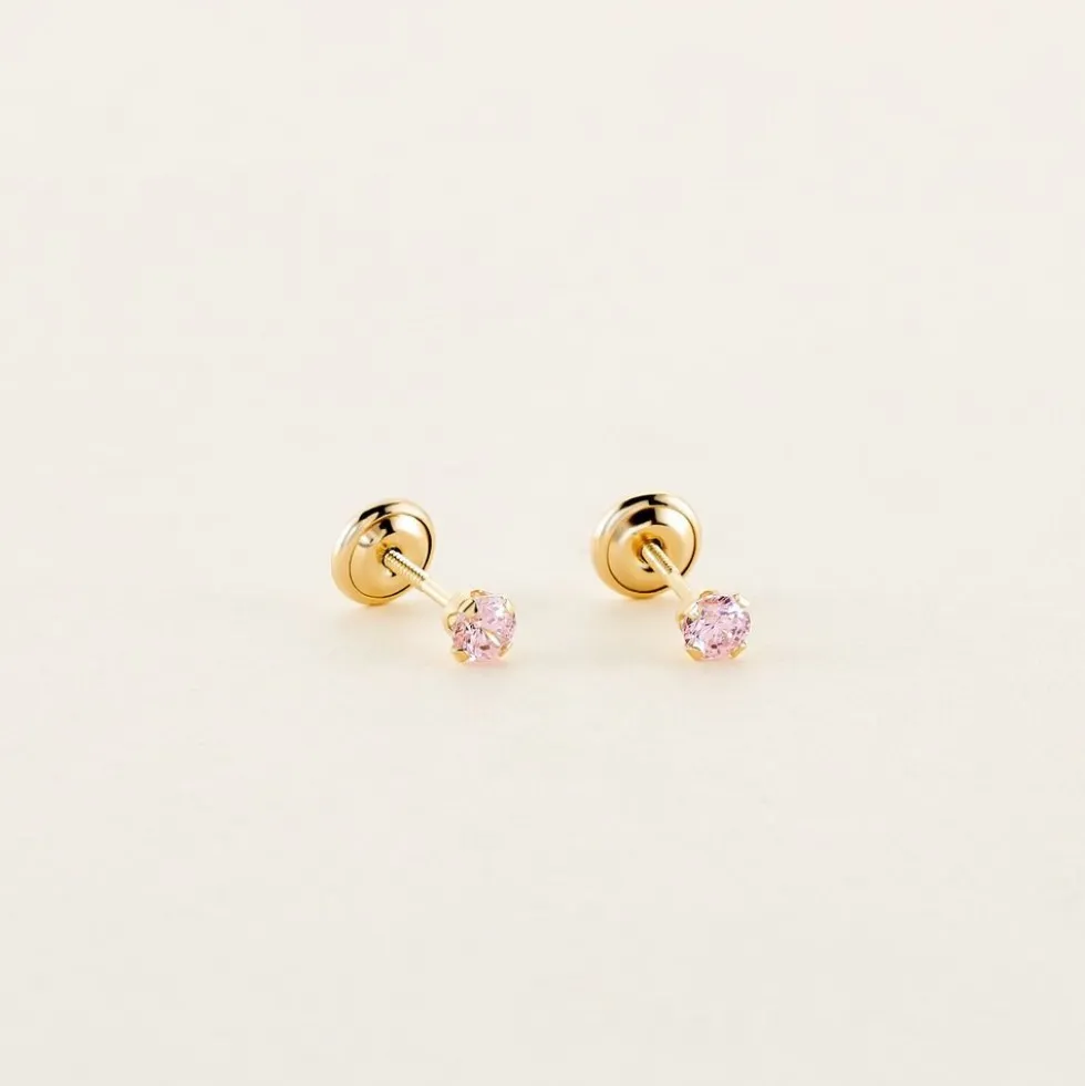 Boucles D'oreilles Puces Pepita Or Jaune Oxyde De Zirconium