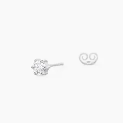 Boucles D'oreilles Puces Petrine Argent Blanc Oxyde De Zirconium