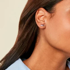 Boucles D'oreilles Puces Petras Or Jaune Améthyste Oxyde De Zirconium