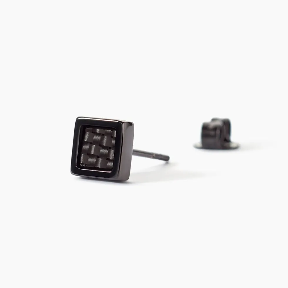 Boucles D'oreilles Puces Phebus Him Acier Noir
