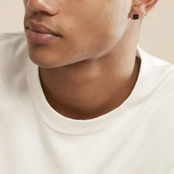 Boucles D'oreilles Puces Phebus Him Acier Noir