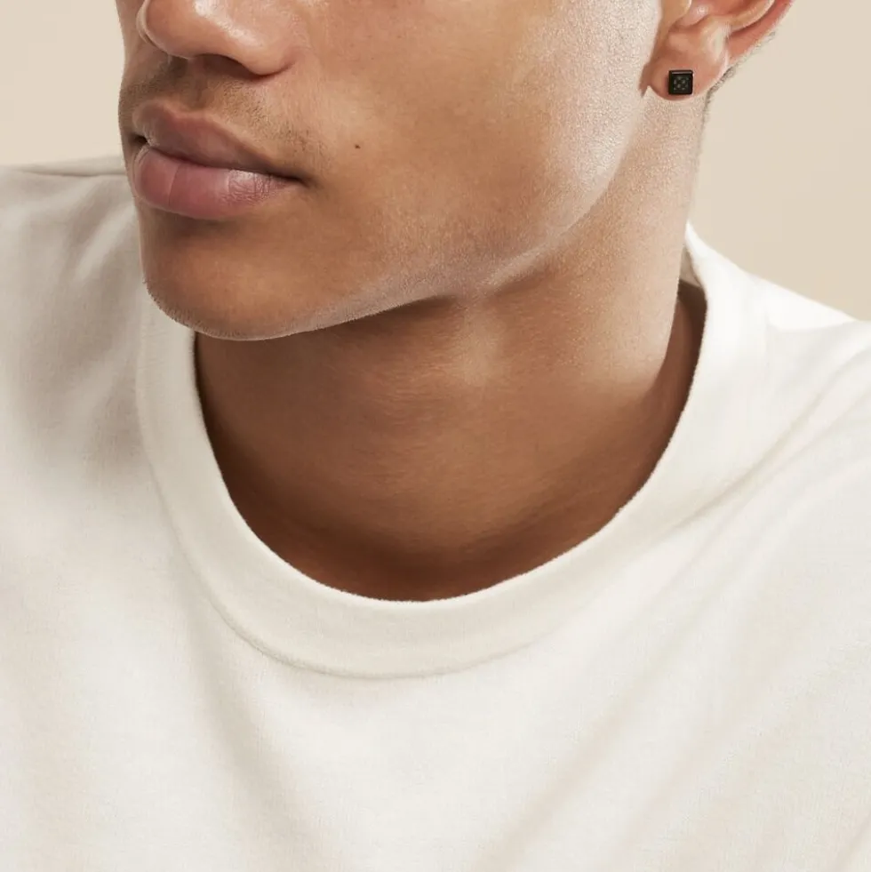 Boucles D'oreilles Puces Phebus Him Acier Noir
