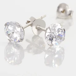 Boucles D'oreilles Puces Philia Argent Blanc Oxyde De Zirconium