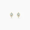 Boucles D'Oreilles Puces Poem Argent Jaune Topaze Oxyde De Zirconium