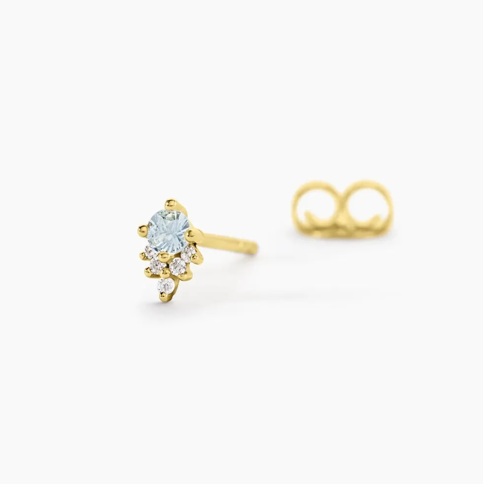 Boucles D'Oreilles Puces Poem Argent Jaune Topaze Oxyde De Zirconium