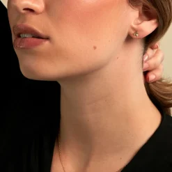 Boucles D'Oreilles Puces Poem Argent Jaune Péridot Oxyde De Zirconium
