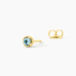 Boucles D'Oreilles Puces Poem Argent Jaune Topaze