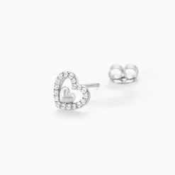 Boucles D'oreilles Puces Rizlene Argent Blanc Oxyde De Zirconium