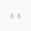 Boucles D'oreilles Puces Roma Argent Blanc Oxyde De Zirconium