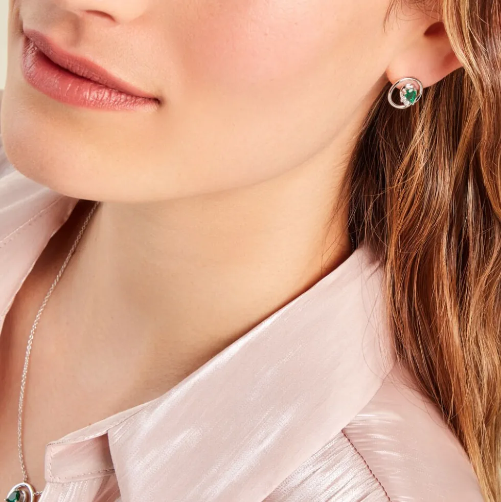 Boucles D'oreilles Puces Romea Argent Blanc Oxyde De Zirconium