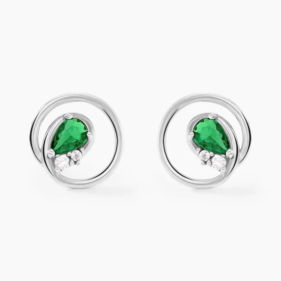 Boucles D'oreilles Puces Romea Argent Blanc Oxyde De Zirconium