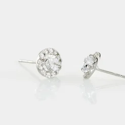 Boucles D'oreilles Puces Rosalie Or Blanc Oxyde De Zirconium