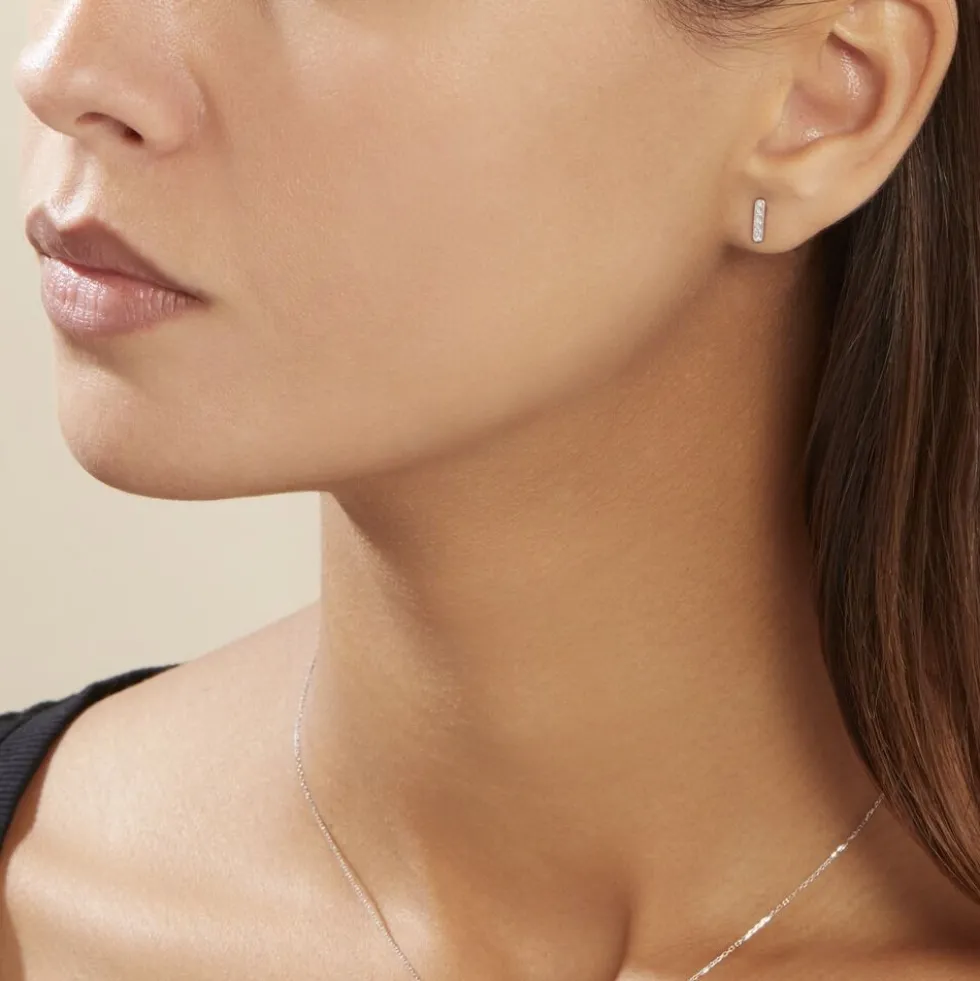 Boucles D'oreilles Puces Rosalin Blanc Diamant Blanc