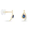 Boucles D'oreilles Puces Sagesse Or Jaune Saphir Et Diamant