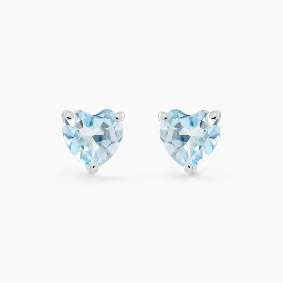 Boucles D'oreilles Puces Salona Or Blanc Topaze