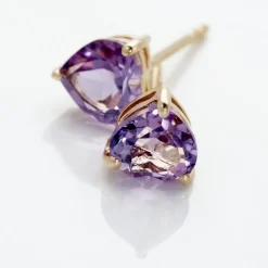 Boucles D'oreilles Puces Salona Or Jaune Amethyste