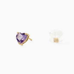 Boucles D'oreilles Puces Salona Or Jaune Amethyste