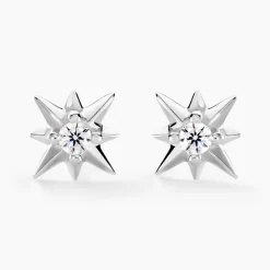 Boucles D'oreilles Puces Semira Argent Blanc Oxyde De Zirconium