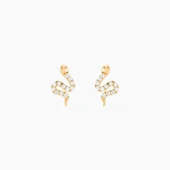 Boucles D'oreilles Puces Sergius Or Jaune Oxyde De Zirconium