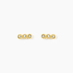 Boucles D'Oreilles Puces Sheima Acier Jaune Cristal