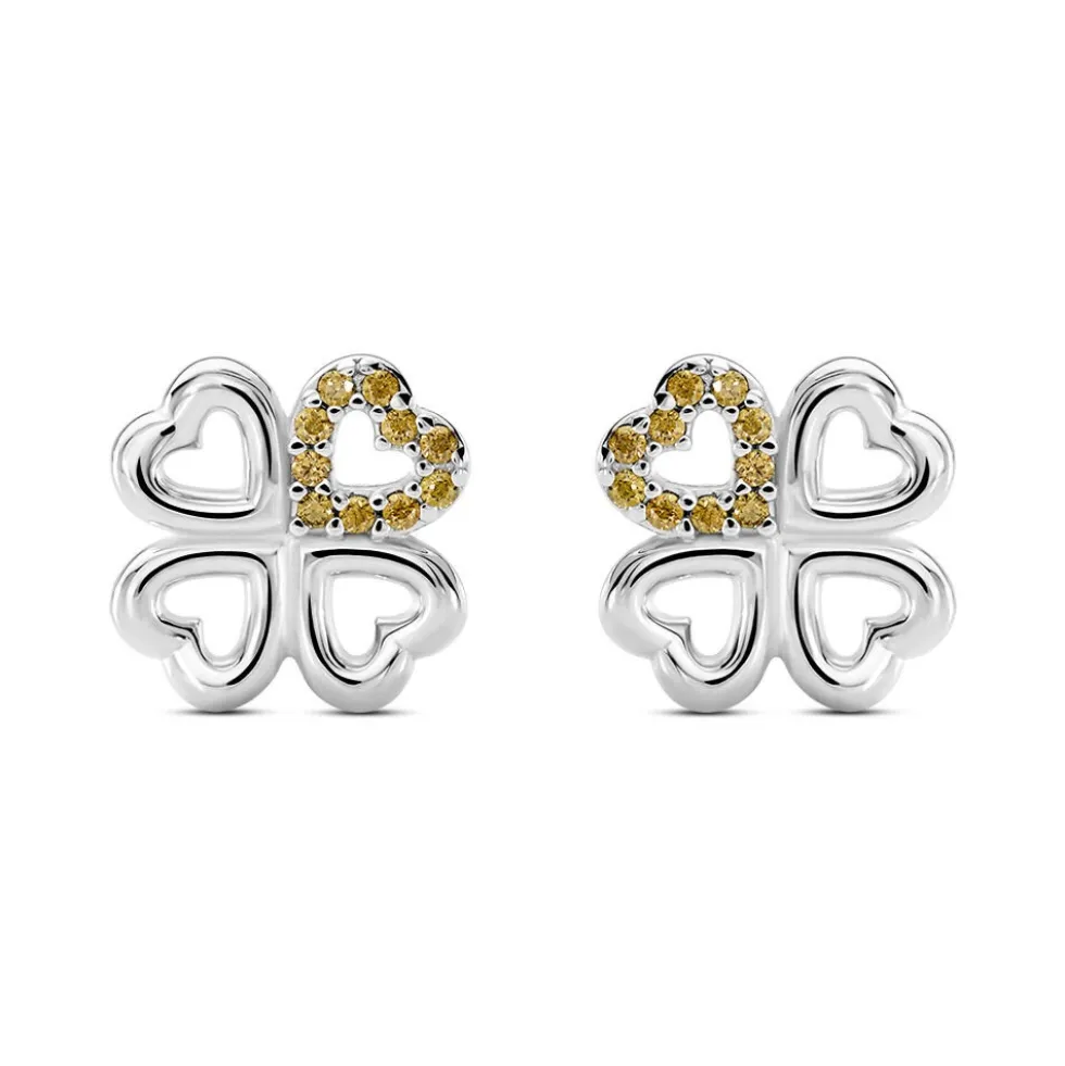 Boucles D'oreilles Puces Sigrid Argent Blanc Oxyde De Zirconium