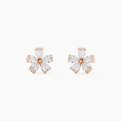 Boucles D'oreilles Puces Siriana Argent Rose Oxyde De Zirconium
