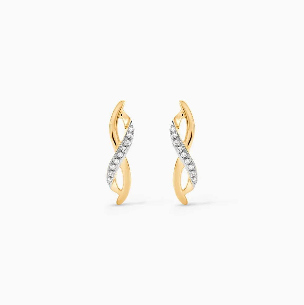 Boucles D'oreilles Puces Smina Or Jaune Diamant