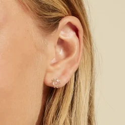 Boucles D'oreilles Puces Soleil Eternel Or Jaune