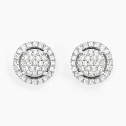 Boucles D'oreilles Puces Soleil D'hiver Or Blanc Diamant