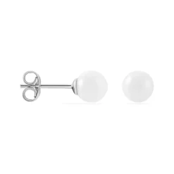Boucles D'oreilles Puces Solene Argent Blanc Céramique