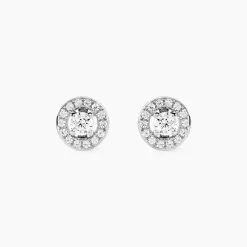 Boucles D'oreilles Puces Star Or Blanc Oxyde De Zirconium