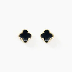 Boucles D'oreilles Puces Stellya Or Jaune Onyx