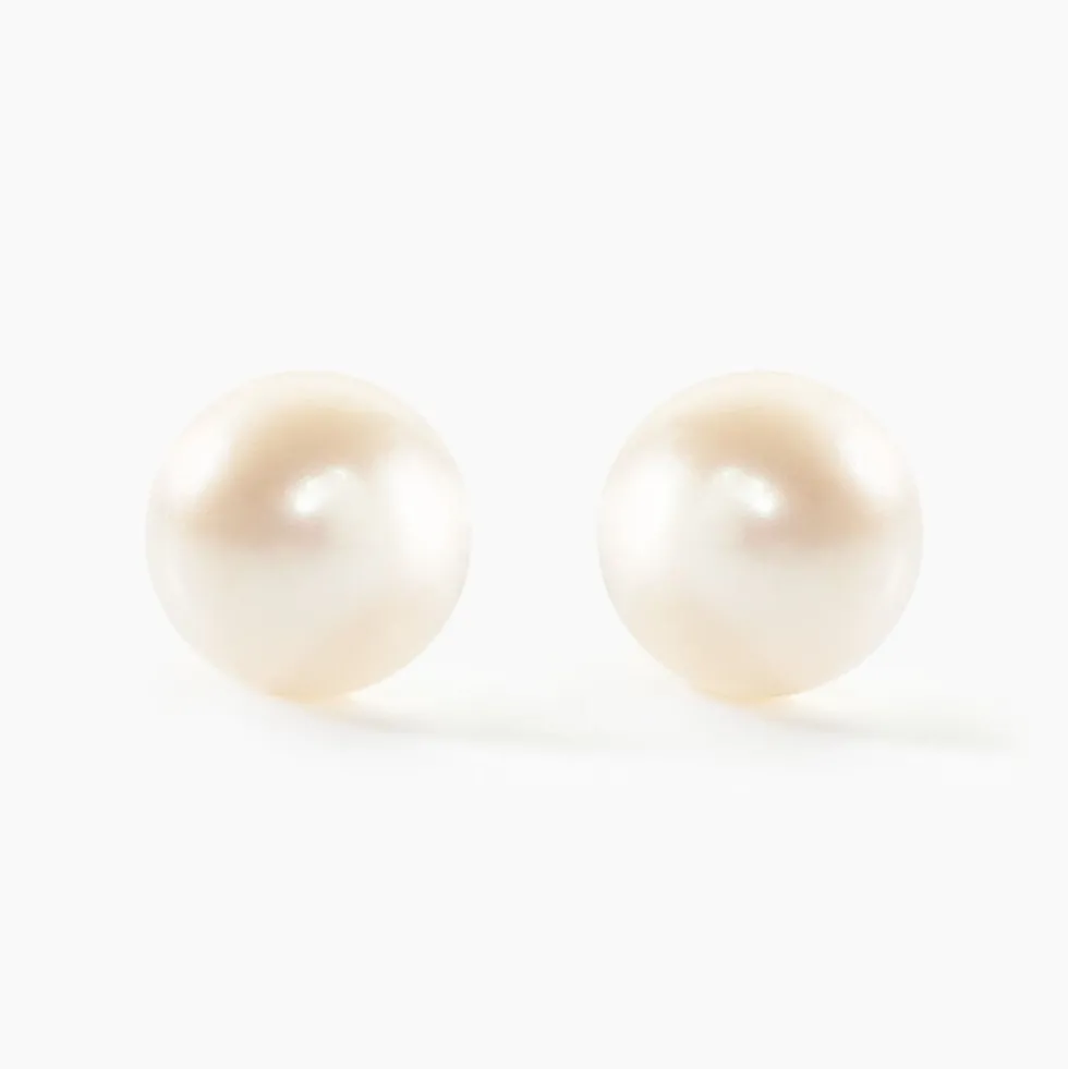 Boucles D'oreilles Puces Suki Or Jaune Perle De Culture