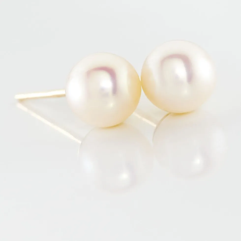 Boucles D'oreilles Puces Suki Or Jaune Perle De Culture