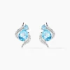Boucles D'oreilles Puces Sunset Or Blanc Topaze Oxyde