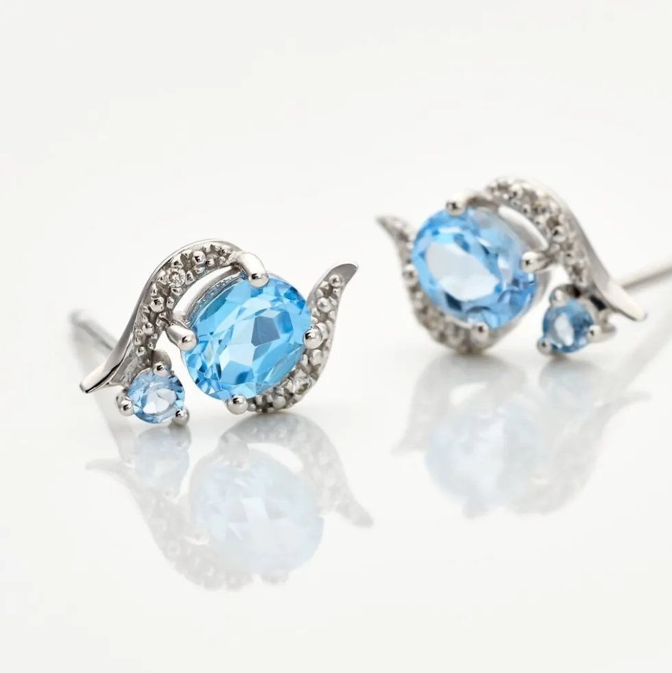 Boucles D'oreilles Puces Sunset Or Blanc Topaze Oxyde