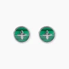 Boucles D'Oreilles Puces Talismania Argent Blanc Malachite