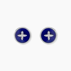 Boucles D'Oreilles Puces Talismania Argent Blanc Lapis Lazuli