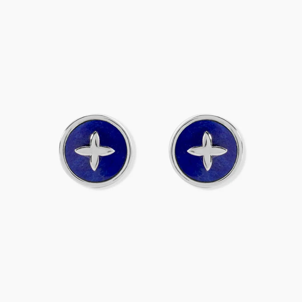 Boucles D'Oreilles Puces Talismania Argent Blanc Lapis Lazuli
